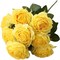 Artificial Roses Flowers 10 Heads Arrangement Silk Bouquet Glorious Meanings for Home Office Parties and Wedding Decoration (Yellow)